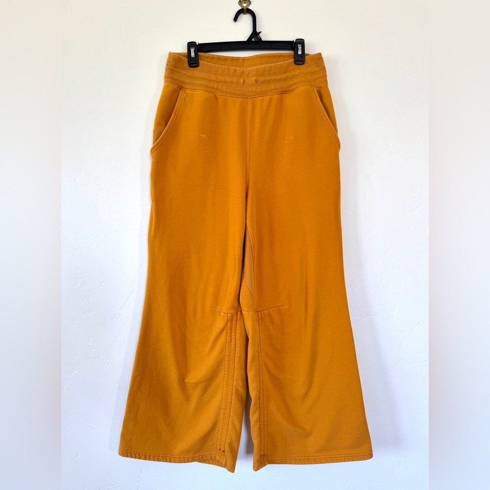 Free People Movement Mustard Colored Wide Leg Sweatpants Size Large